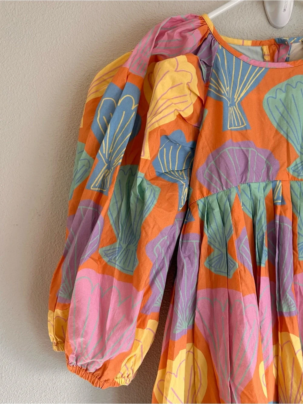 STELLA MCCARTNEY Kids' Seashell Print Puff Sleeve Dress In Multicolour Sz 12